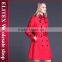 2015 Office Red Double-Breasted Ladies Overcoat Designs With Belt Winter Dress