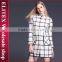 2015 Newest Black Plaid Straight Lady Overcoat Warm Winter Dress With Pocket