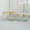 transparent square glass jar with wooden cover