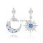 Star and Moon Shape Girl 925 Silver Earring, CZ Zircon Earring Jewelry, Earring Silver 925