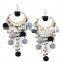 Bohemian colorful tassel with pompon hoop earrings for women jewelry