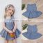 Hot sale baby girl 2017 new summer clothes children boutique printing wholesale cheap blue wave point kid girl child dress