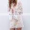 Full Lined Bell Sleeve White Lace Short Kaftan Dresses NT6724