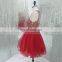 New Fashion Glamorous Beaded Open Back Red Tulle Short Cocktail Dress Cocktail Dresses LX283