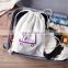 white organic large drawstring cotton cloth shoe backpack bag with custom print