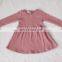 Hot Sales Kids Girls Dresses Baby Ribbed Long Sleeve Dress Smoking Ribbed Cotton Dress