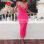 summer women sexy strap v-neck dress solid Neon color sleeveless skinny long dress female fashion vacation clothes