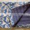 Blue Queen Ikat Kantha Quilt Throws Blanket Cotton Bedspreads Ralli Gudari Handmade Tapestery REVERSIBLE Bedding 90x108inch