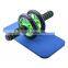 Factory Wholesale Hot Sale Green Striped Abdomen Wheel With Kneeling Pad ab Roller Gym for Abs Workout
