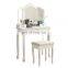 Wholesale Kids Glass Makeup Wooden White Dressing Table With Stool