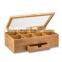 Premium Bamboo Tea Box Organizer Wood Tea Chest with Slide-Out Drawer Acrylic Window Magnet Lid Keeps Teabag Fresh