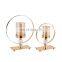 Wholesale Golden Candlestick Gold Glass Circle Candle Stick Stand Holder