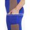 Woman FItted Royal Blue with Grey Panelled Leggings / Tights with Pocket