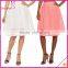 Mesh A-Line Solid Bright Color Skirt with Pleats