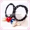 Fashion multi-color girls elastic hair band with bow and bead