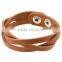 Handmade Weave Wrap Leather Snap Button Bracelet for Men and Women Gifts