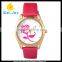 WJ-5453 flower match color face and strap fashion leather beautiful ladies watch