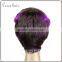 100% Virgin Brazilian hair lace front wig mixed color curly bang short hair wig attractive design PRB/Purple#