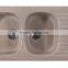 acrylic solid surface/ quartz cream color double kitchen sink,resin stone kitchen sinks