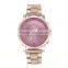 stylish color dial rose gold alloy geneva watch for women stainless steel wrist watch