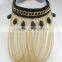 Trendy America style exaggerate gold tassel chain necklace with wool