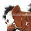 Qaba 24" Plush Ride On Rocking Horse with Sound - Dark Brown/White