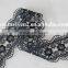 New Arrival scallop lace trim 100% polyester in black circles pattern with flowers lace for wholesale