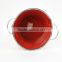wholesale red shallow wide galvanized metal decoration outdoor garden flower pot with two hangers