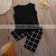 Casual Little Boys Cotton Sleeveless Letters Print Black Boutique Tank Top and Lattice Shorts Outfit