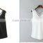 European and American style solid color V-neck blouses stitching gauze halter T-shirt Tank top women