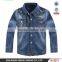 latest design washed denim fabric double pockets embroidery boys shirt