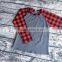 Wholesale baby girls ruffle raglan kids cotton plaid christmas baseball shirts children boutique tops