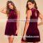 2017 burgundy Sleeveless Sexy Women Velvet Shift Dress