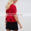 China Product Hot Sale New Design Women Peplum hem Blouse Short Sleeve