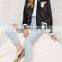 2016 Women Fashion Outwear Young Girl Embroidered Bomber Jackets Clothing for Teen