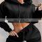 Custom Plain Cotton Women 2 Pieces Crop Hoodie And Sweat Pants Jogger Set