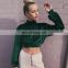 2021 autumn and winter new European and American women's fashion high-neck velvet short cropped thin slim long-sleeved sweater