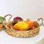 2PC Water Hyacinth basket Boho woven round serving tray Wicker basket set
