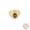 S925 Sterling Silver Geometry Night Sky Pearl Double Rope Ring