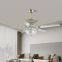 LED Light Silver Ceiling Fan Elegant Iron Blades Ceiling Fan with LED Light and Remote Control