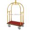 Hotel Brass Finish Luggage Trolley with Clothing Rail