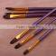 10Pcs Blue Wood Handle 24K Gold Plating Circle Nylon Filbert Hair Paint Brush Pen Set