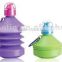 High quality plastic collapsible foldable sports water bottle with hook