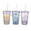 Factory wholesale tumbler with straw and photo insert or thermosensitive color changing decor