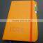 hot sale orange faux leather a6 size notebook with pen