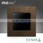 BS Saso Approved Wallpad EU UK Brown Metal Frame LED BackLight 3 Gang Touch Screen Wall Light Switch