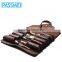 Vegetable tanned leather tool roll with 10 tool slots and carrying strap