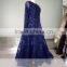 ASAM-07 Floor Length Zipper Back Tulle Lace Pearls Beaded Flowers Long Sleeves Blue Evening Dress                        
                                                Quality Choice