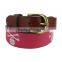 golf belt Jacquare webbing stitching genuine leahter man belt and women belt