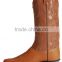 black wine brown smooth leather fancy stitched western Ostrich print cowboy boots wholesale